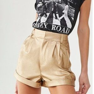 Forever 21 Womens Metallic Faux Leather Shorts